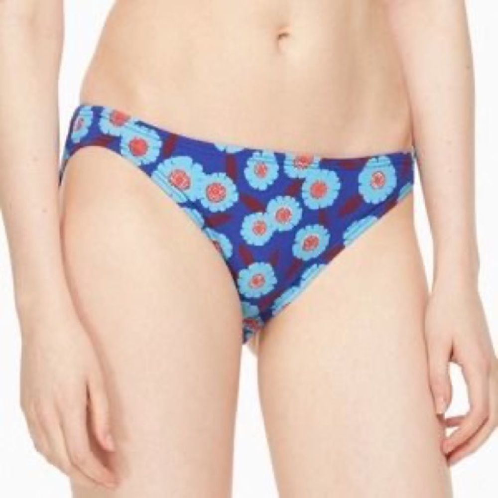 NWT Kate Spade Cobalt Blue & Red Floral Bikini Swim Suit Bottoms